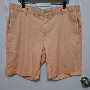 Peter Millar Chino Shorts‎ Mens 38 Peach Orange Flat Front Cotton Blend Casual